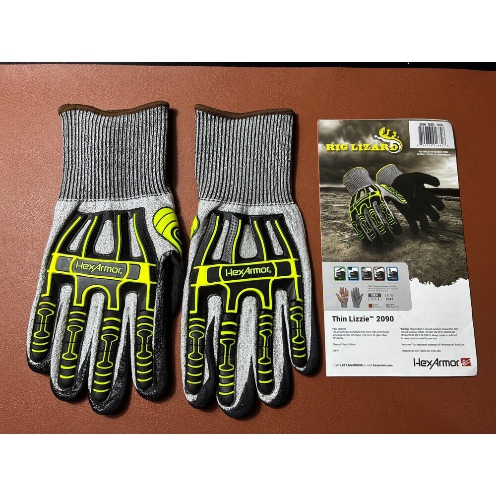 HexArmor Rig Lizard Thin Lizzie 2090 Work Gloves Impact Cut Resistant 10/XL